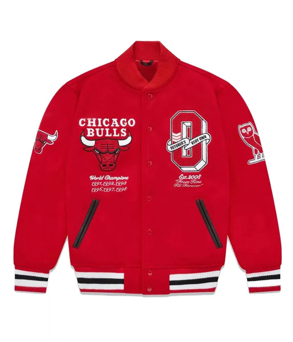 OVO Chicago Bulls Varsity Red Wool Jacket