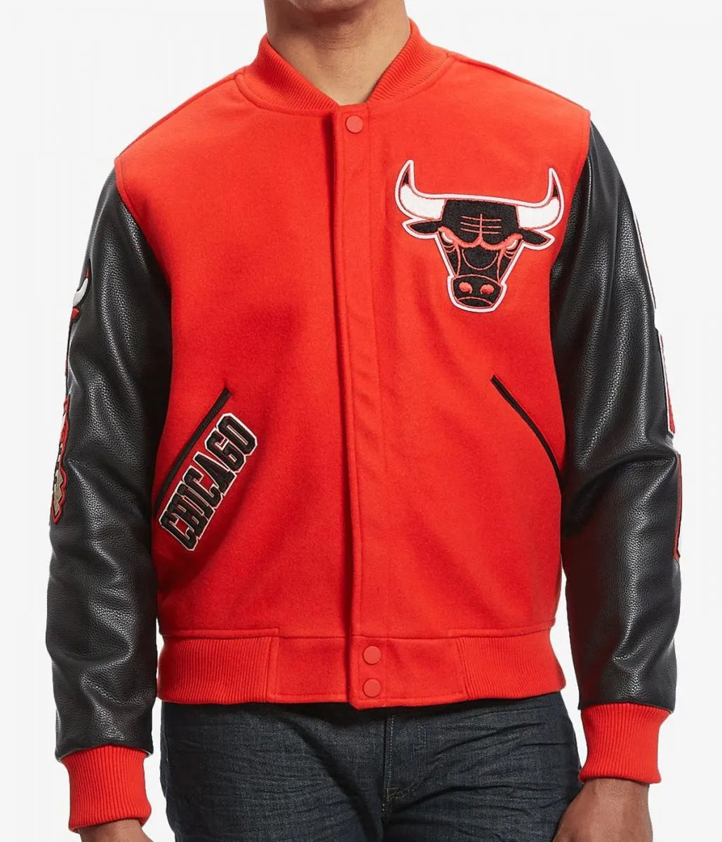 Varsity Chicago Bulls Black and Red Jacket