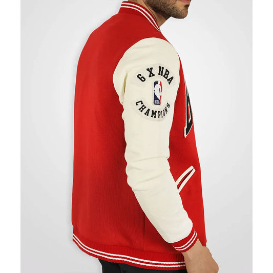 Sale! Sale! Chicago Bulls Varsity Red and Cream Jacket