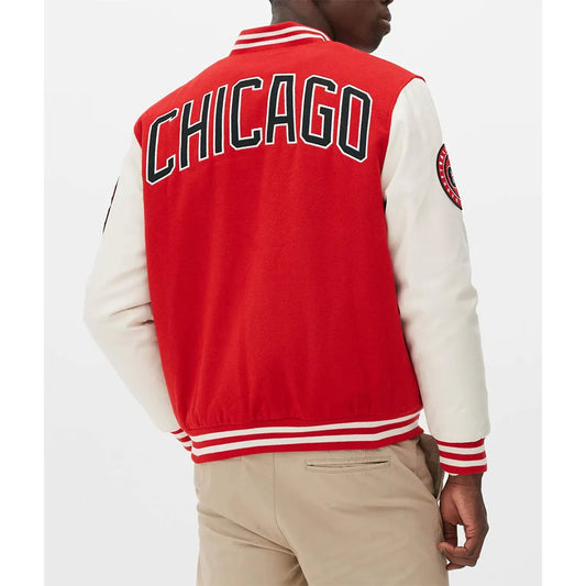 Chicago Bulls Varsity Red and Off White Jacket