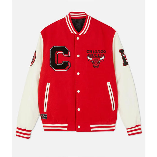 Chicago Bulls Varsity Red and Off White Jacket