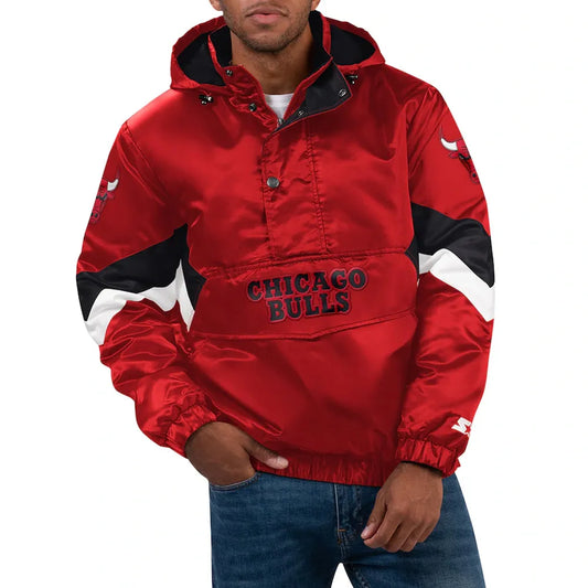 Red Force Play Chicago Bulls Hoodie Half-Zip Jacket