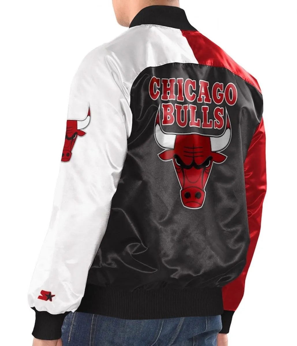 Tri-Color Chicago Bulls Varsity Satin Jacket