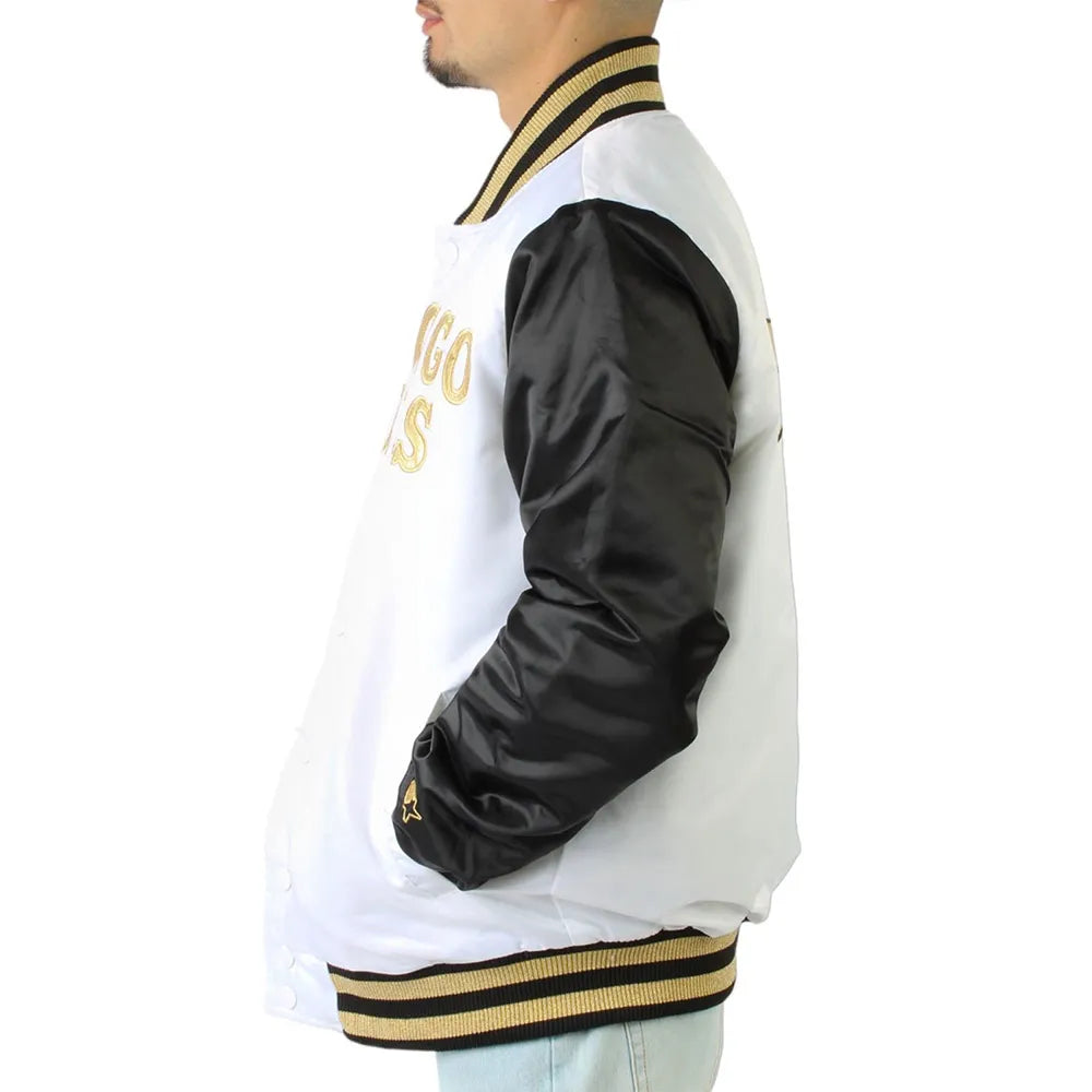 Chicago Bulls Black and White Satin Jacket