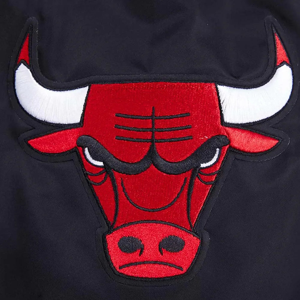 Chicago Bulls Script Tail Black Satin Jacket