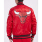 Chicago Bulls Script Tail Red Satin Jacket