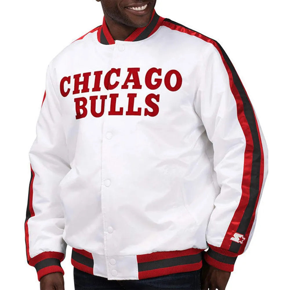 Chicago Bulls The D-Line White Satin Jacket