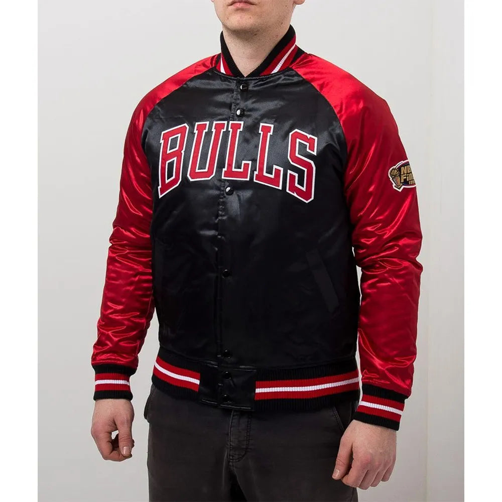 Chicago Bulls Tough Season Black and Red Satin Jacket