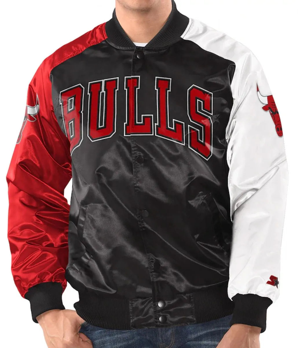 Tri-Color Chicago Bulls Varsity Satin Jacket