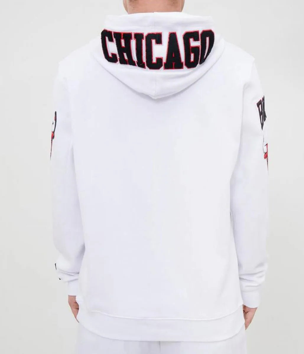 White Chicago Bulls Fleece Hoodie