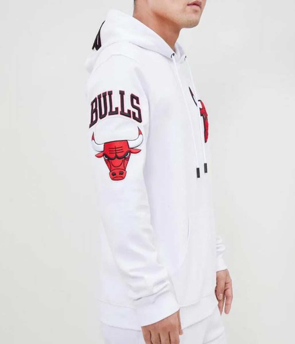 White Chicago Bulls Fleece Hoodie