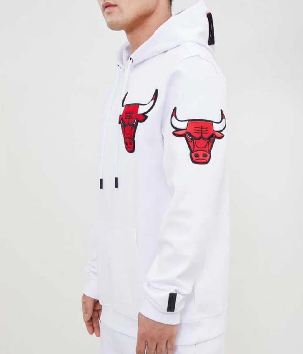 White Chicago Bulls Fleece Hoodie