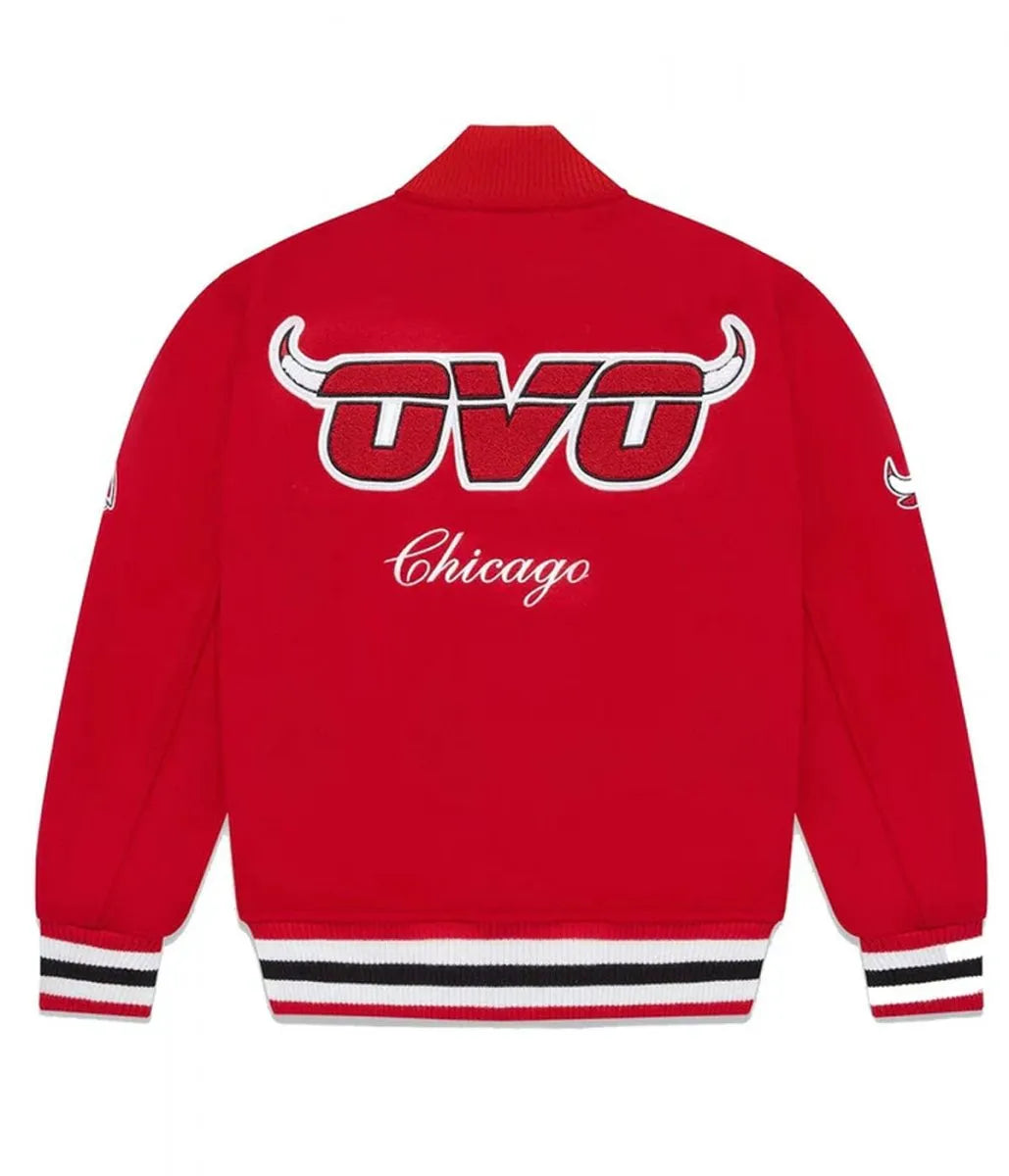 OVO Chicago Bulls Varsity Red Wool Jacket