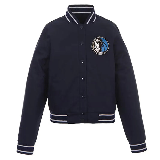 Dallas Mavericks Navy Poly-Twill Front-Hit Jacket