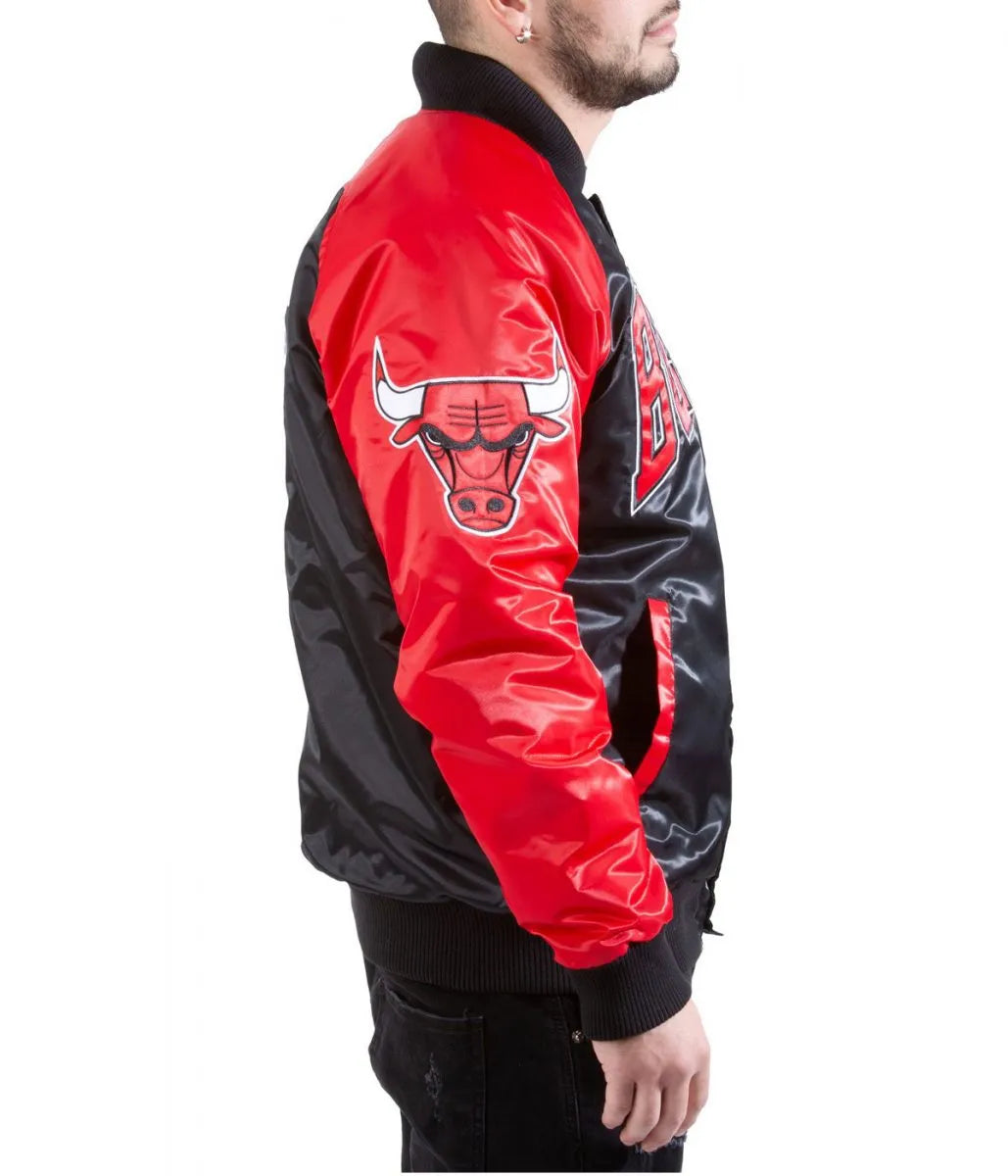 Tri-Color Chicago Bulls Varsity Satin Jacket