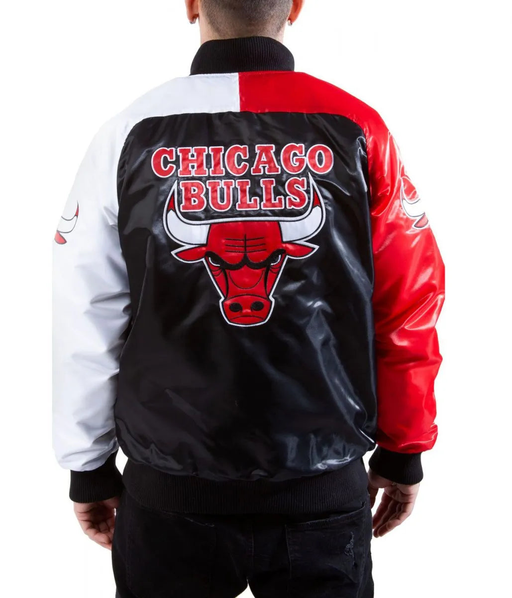 Tri-Color Chicago Bulls Varsity Satin Jacket