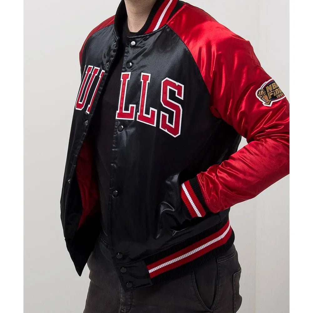 Chicago Bulls Tough Season Black and Red Satin Jacket