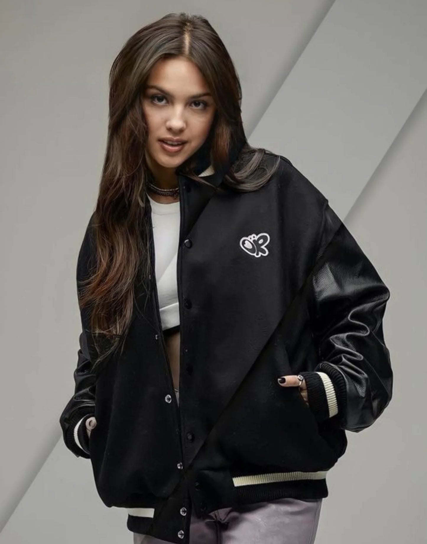 Olivia Rodrigo Sour Black Wool And Leather Jacket