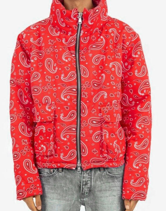 Red Bandana Puffer Jacket