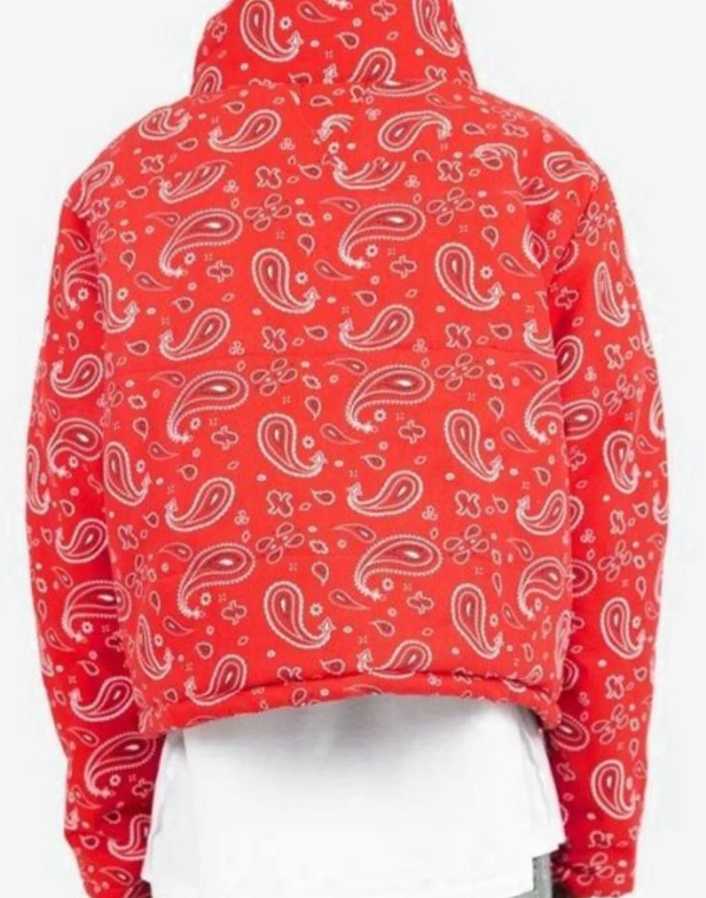 Red Bandana Puffer Jacket