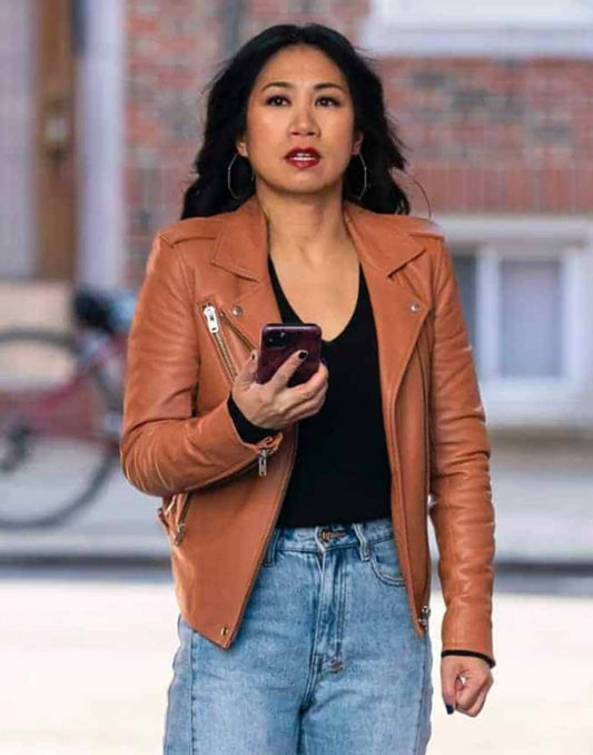 The Equalizer S03 Liza Lapira Brown Leather Jacket