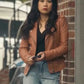 The Equalizer S03 Liza Lapira Brown Leather Jacket