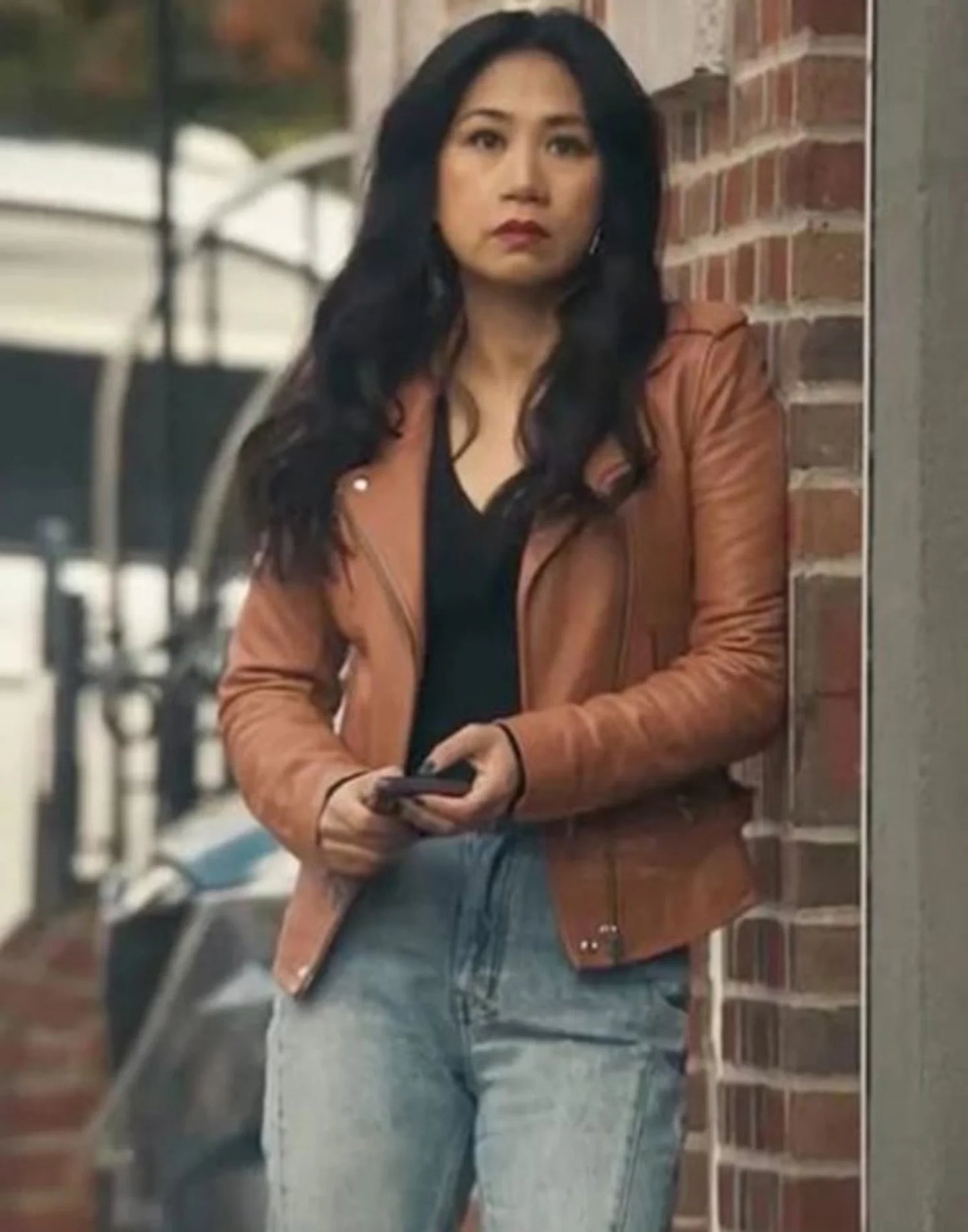 The Equalizer S03 Liza Lapira Brown Leather Jacket