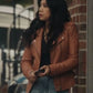 The Equalizer S03 Liza Lapira Brown Leather Jacket