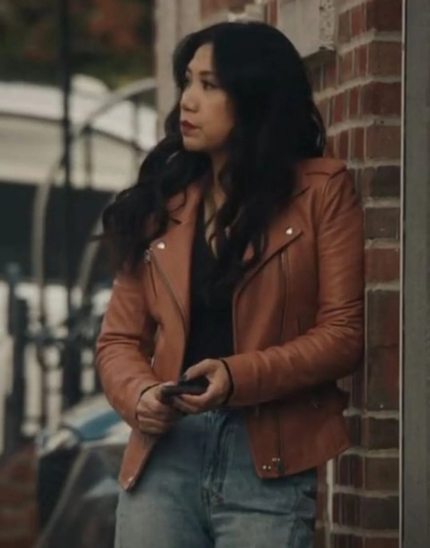 The Equalizer S03 Liza Lapira Brown Leather Jacket