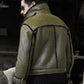 Mens Green RAF Flying Pilot Shearling Leather Jacket