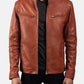 Tan Brown Leather Biker Jacket