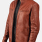 Tan Brown Leather Biker Jacket