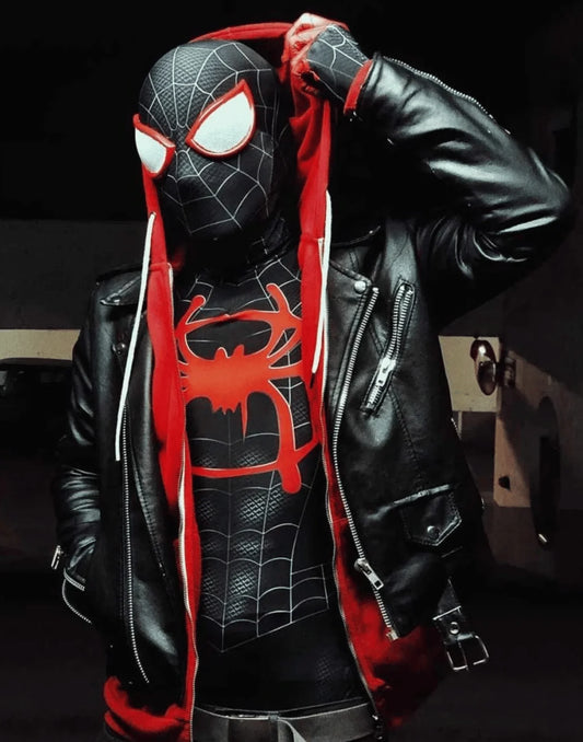 Spider‑Man Miles Morales Biker Hoodie Jacket