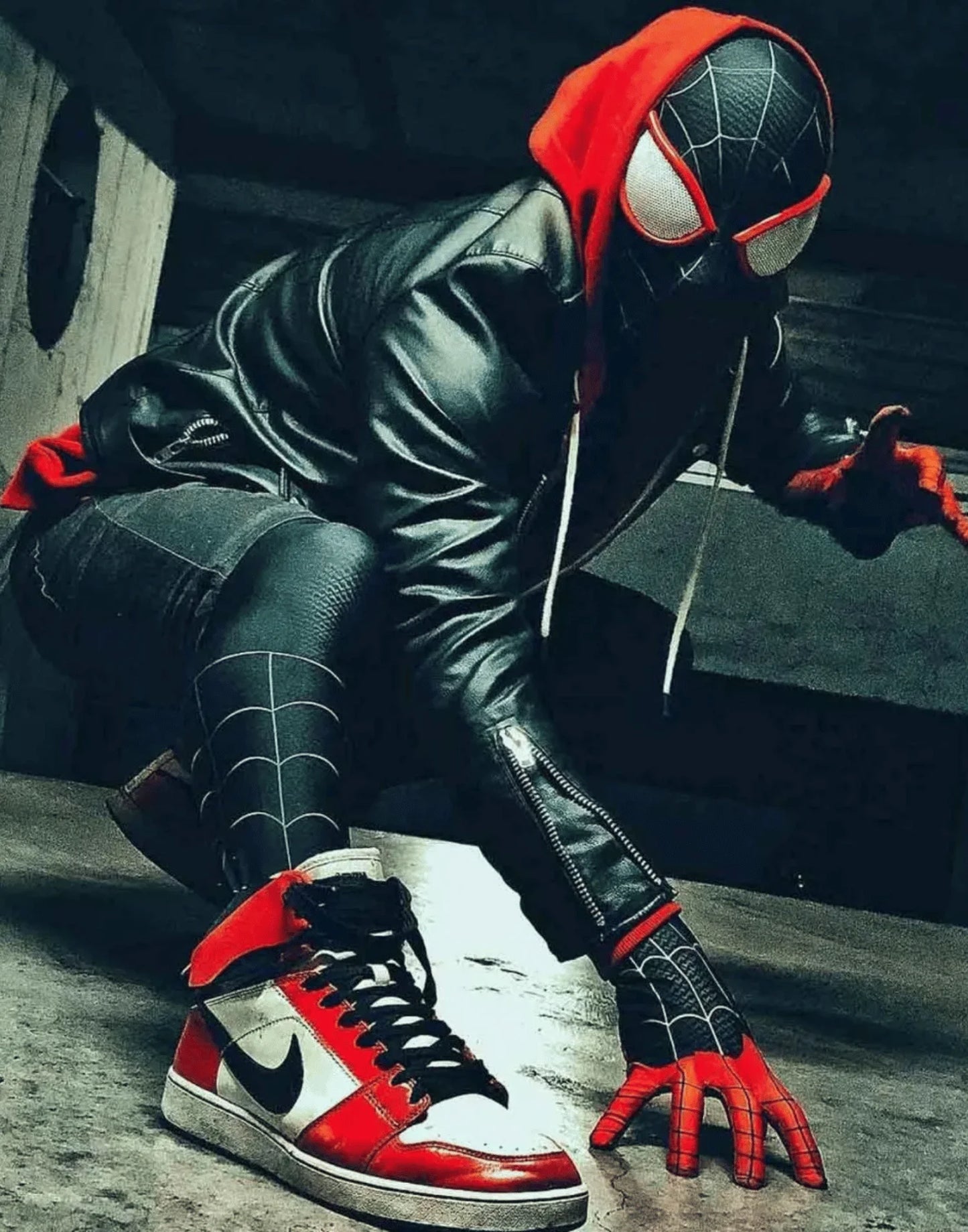 Spider‑Man Miles Morales Biker Hoodie Jacket