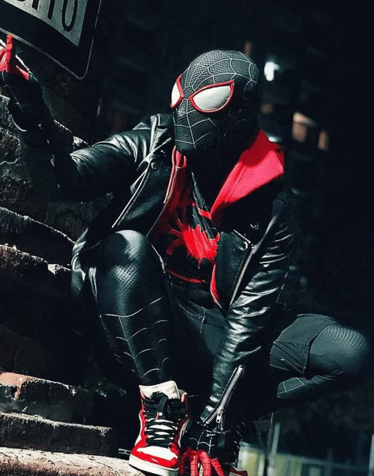 Spider‑Man Miles Morales Biker Hoodie Jacket