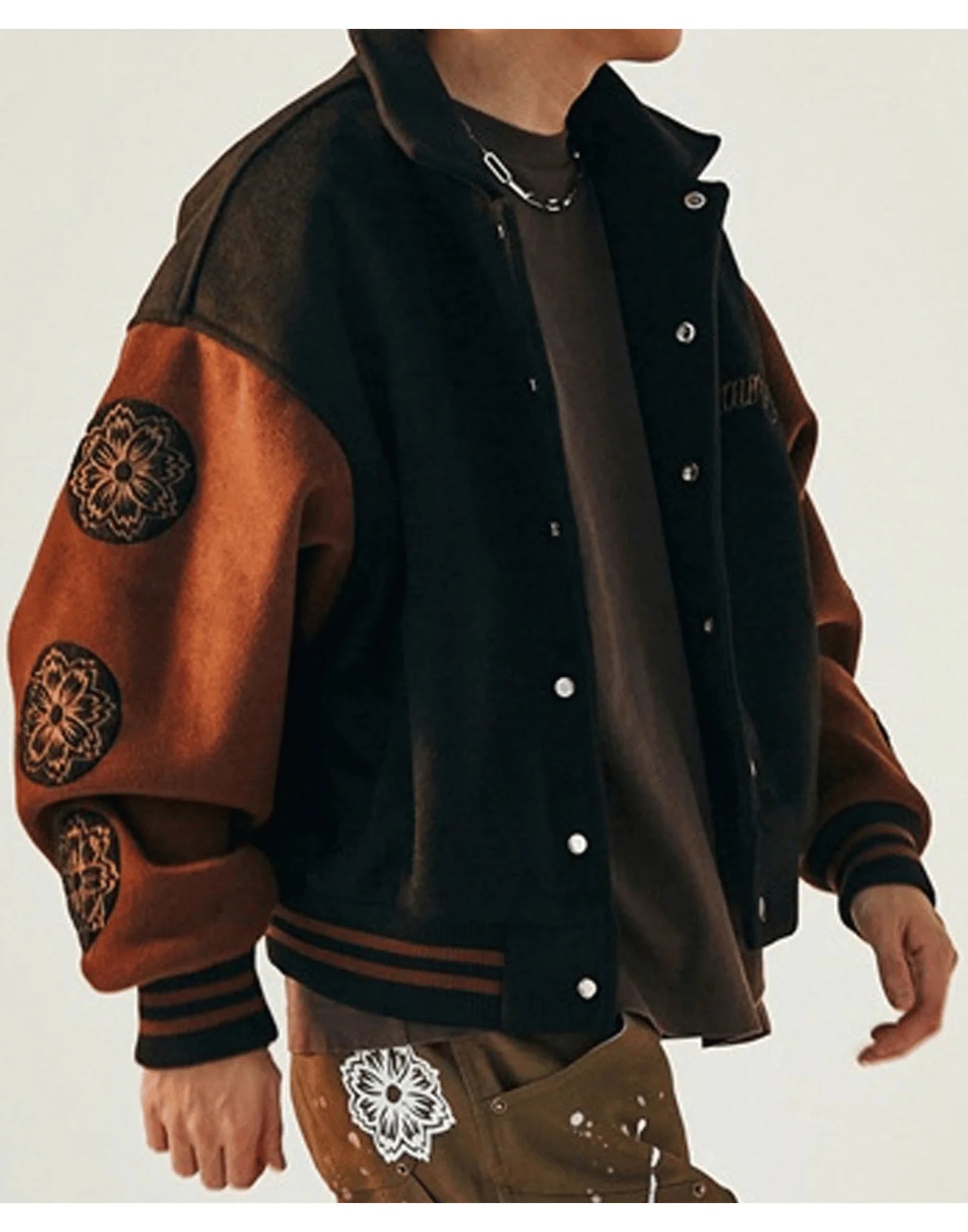 Black and Brown Wool Galsang Varsity Jacket