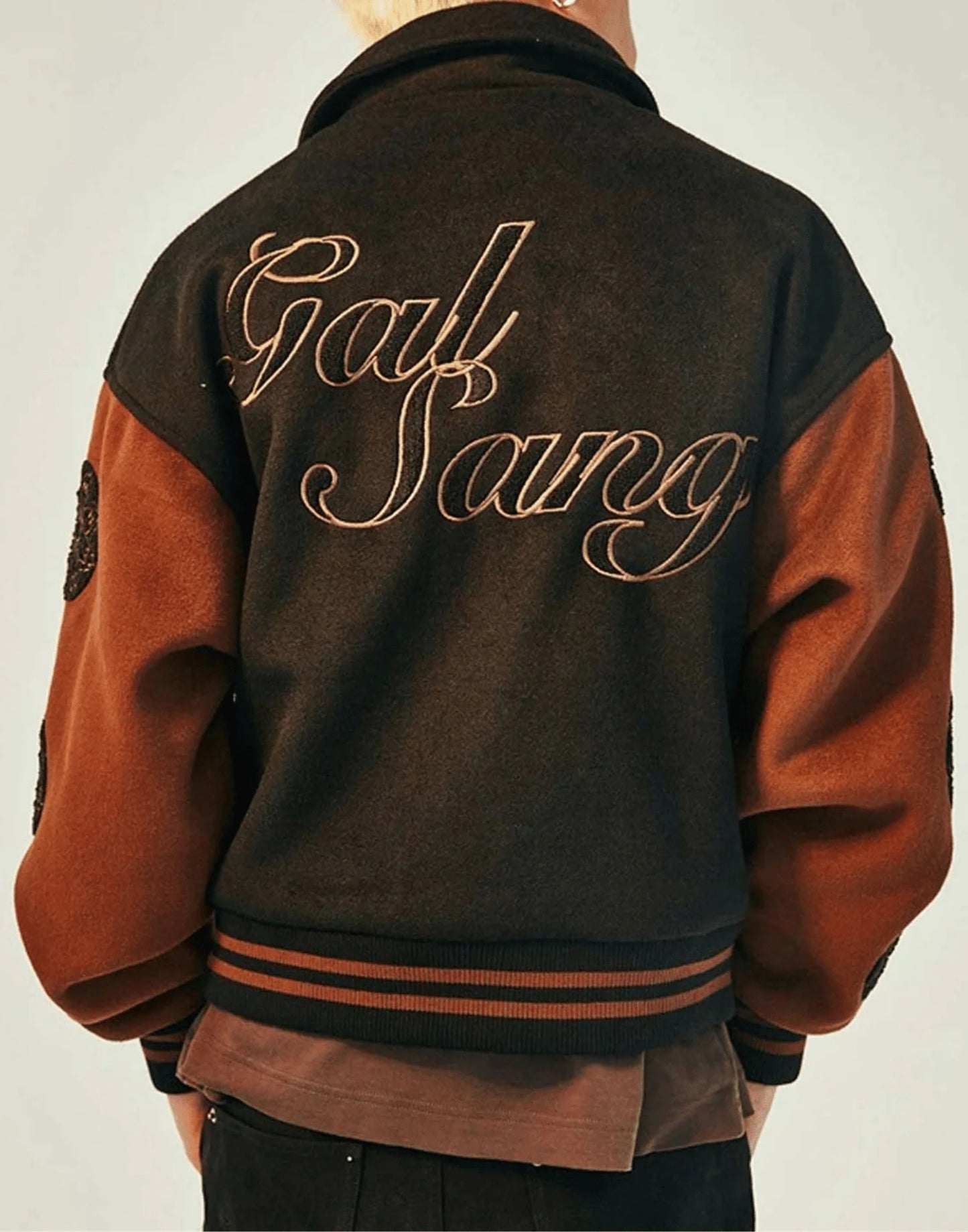 Black and Brown Wool Galsang Varsity Jacket