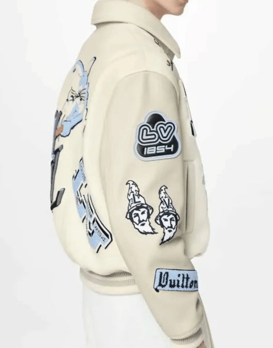 Cream Louis Vuitton Bunny Varsity Jacket