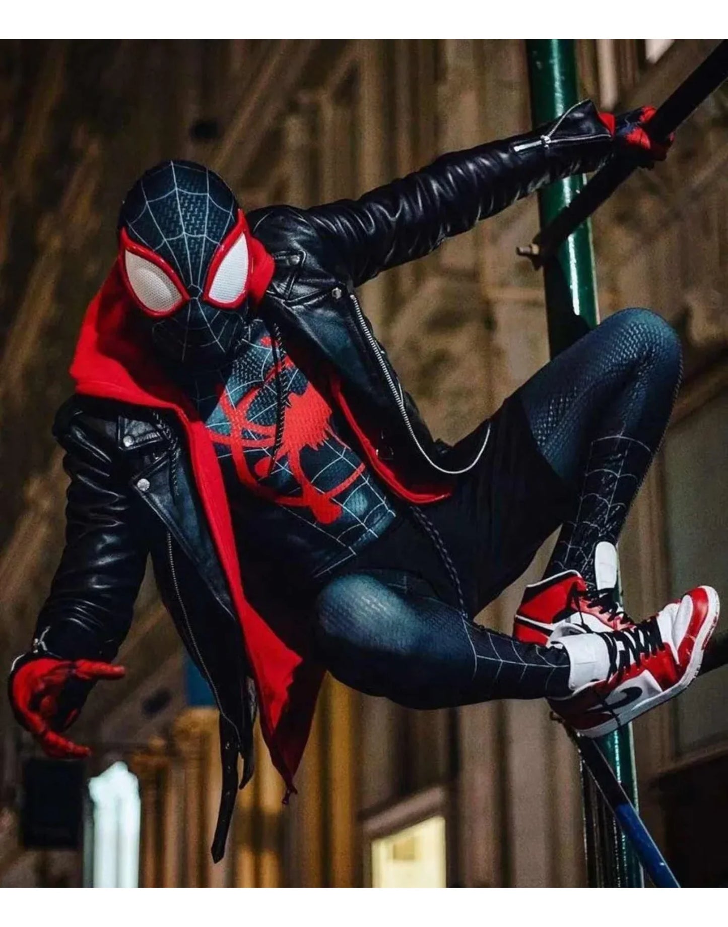 Spider‑Man Miles Morales Biker Hoodie Jacket