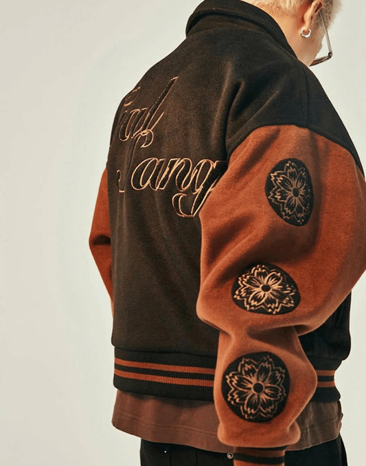 Black and Brown Wool Galsang Varsity Jacket