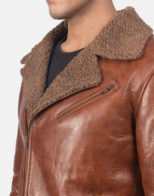 Alberto Brown Leather Shearling Jacket