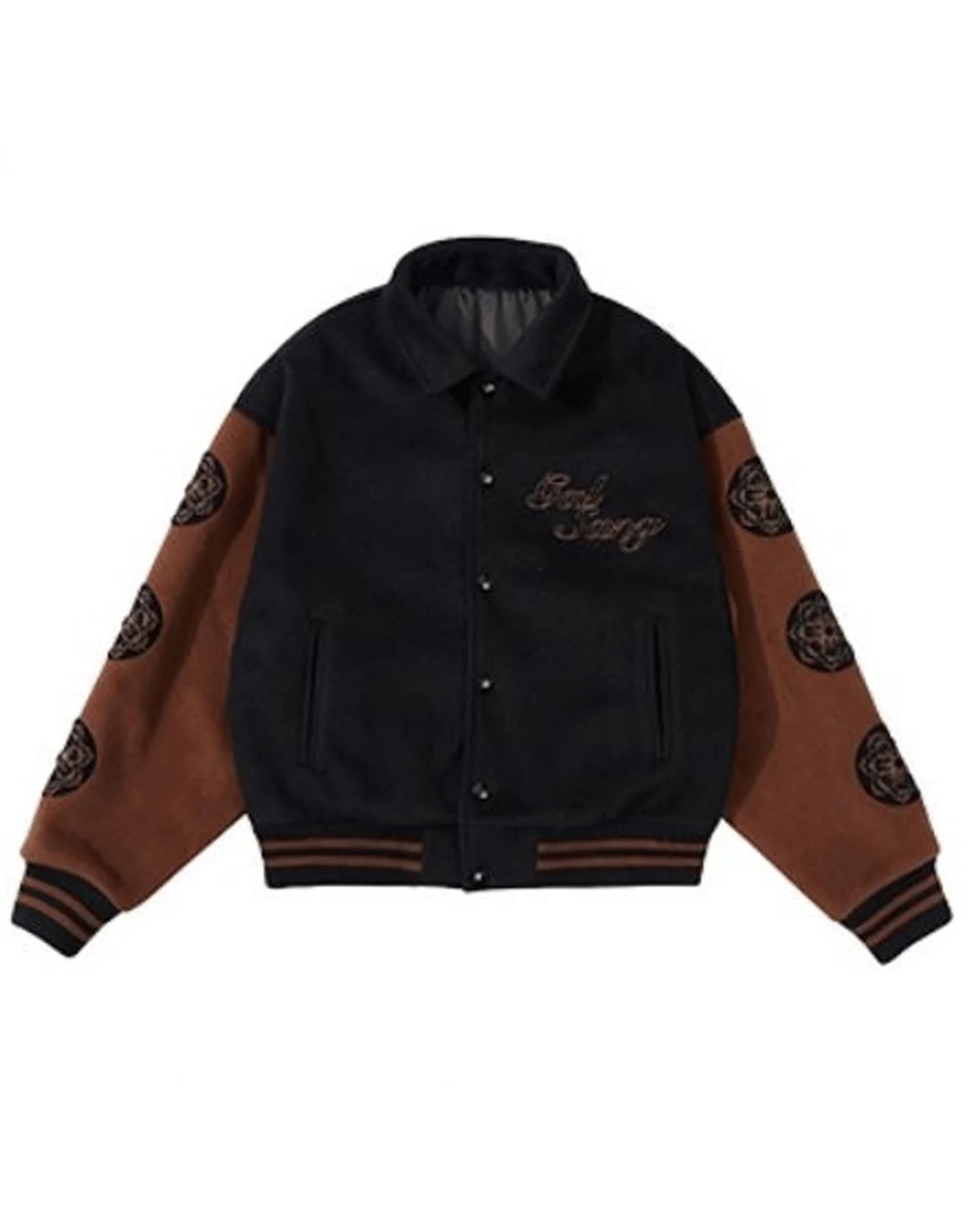 Black and Brown Wool Galsang Varsity Jacket