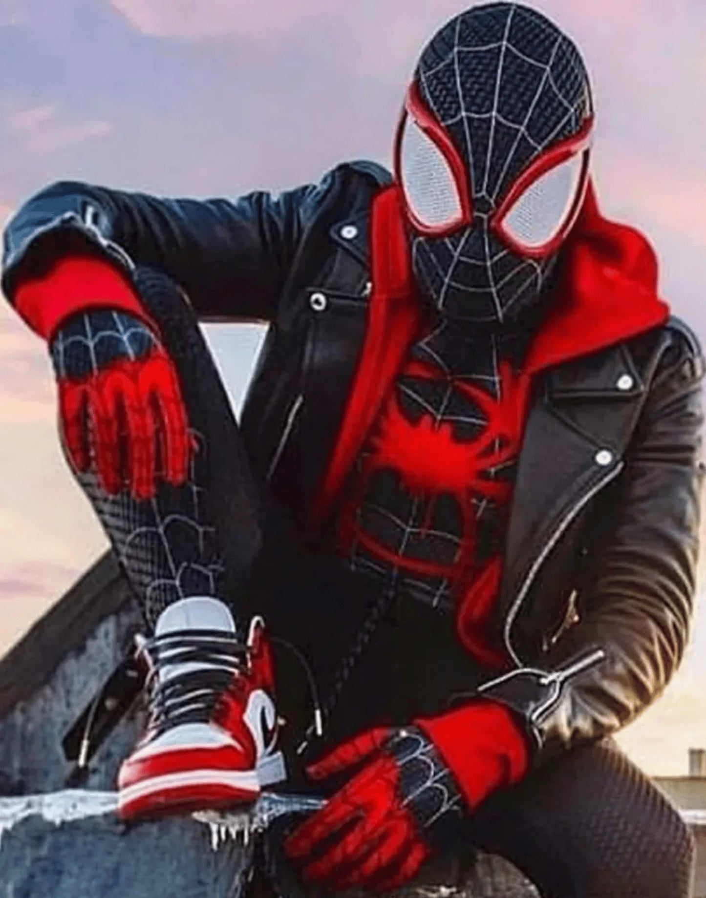 Spider‑Man Miles Morales Biker Hoodie Jacket