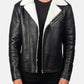 Alberto White Shearling Black Leather Jacket