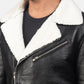 Alberto White Shearling Black Leather Jacket