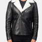 Alberto White Shearling Black Leather Jacket