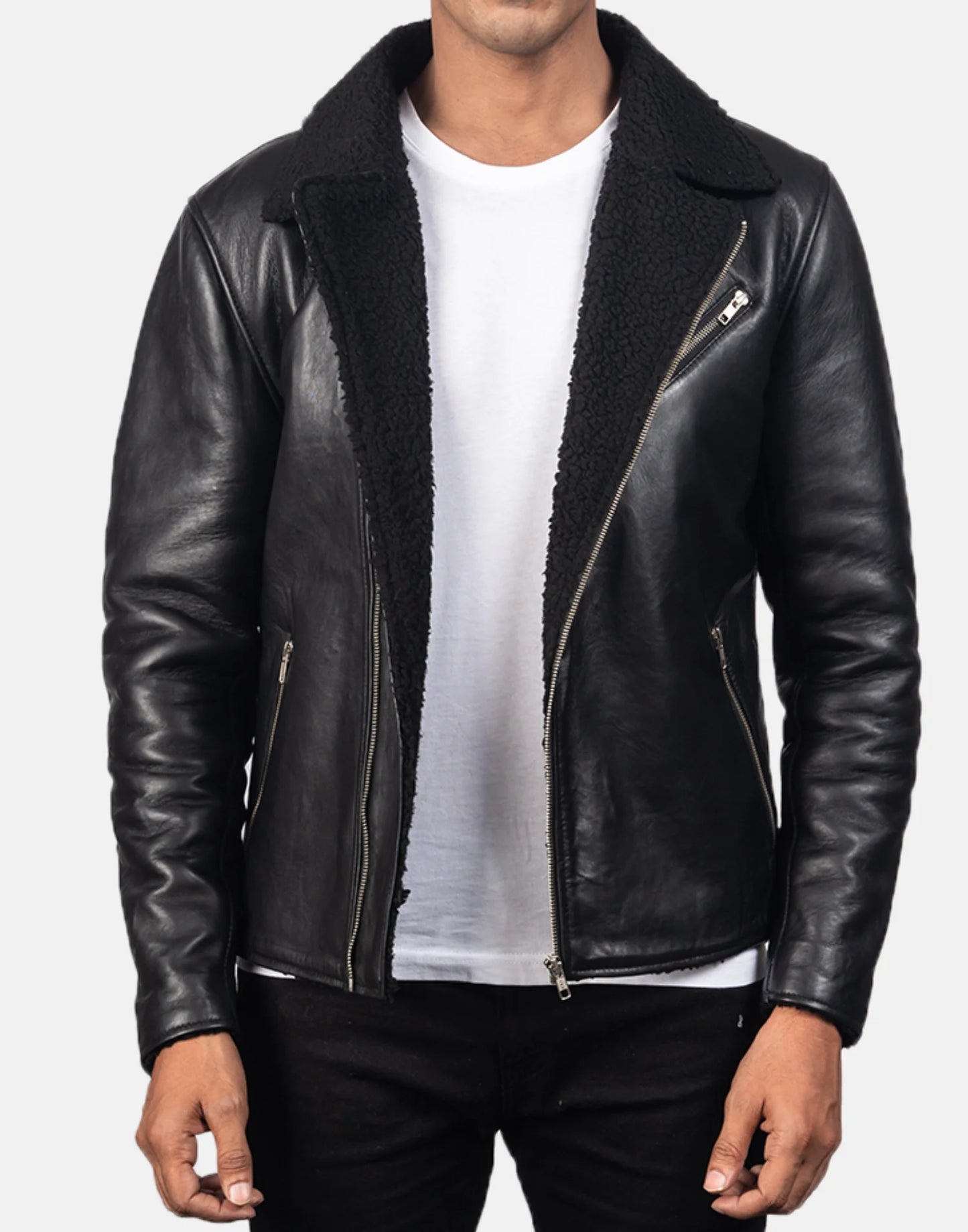 Black Alberto Shearling Leather Jacket