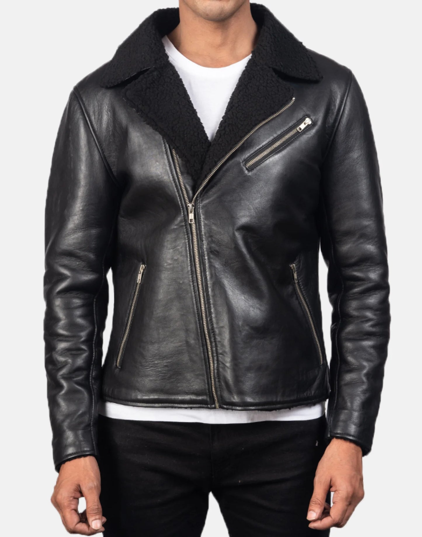 Black Alberto Shearling Leather Jacket