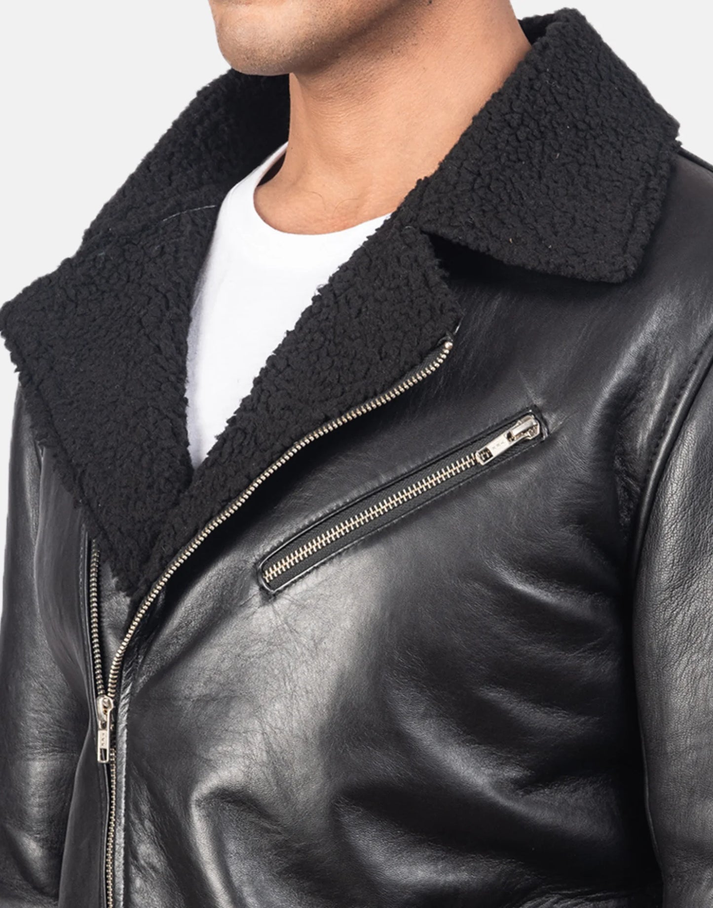 Black Alberto Shearling Leather Jacket