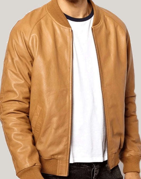 Casual Tan Brown Bomber Jacket